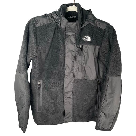 The North Face Jacket Teen Boy XL Black Forrest Fleece Mashup Snap Hideaway Hood - Picture 1 of 15